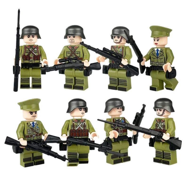 M8042 military series officers, soldiers, soldiers, building blocks, dolls, weapons pieces, gun boxes, model boys\' toys.