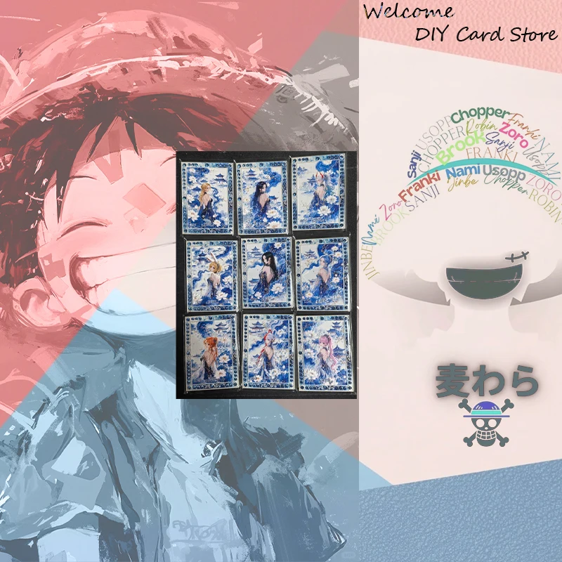 Japanese Anime ONE PIECE Metal Drill Card Vinsmoke Reiju Kalifa Nico Robin Shirahoshi Boa Hancock Nami Collectible Cards