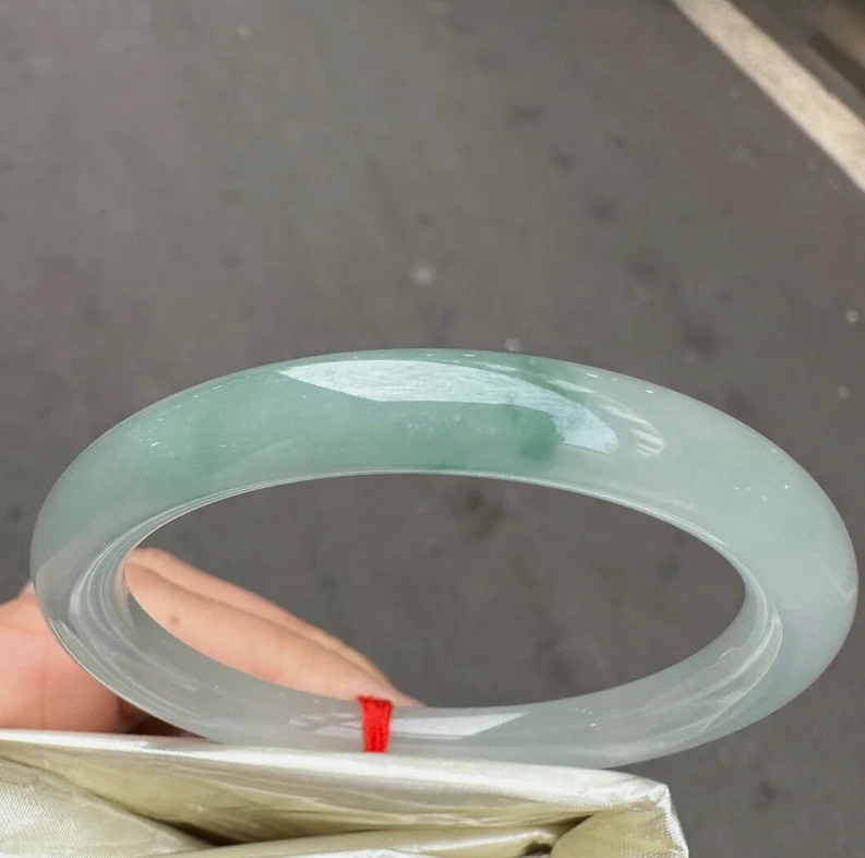 Round Rod Nature Grade AAA Green Burma Jade jadeite bracelet bangle Small 51mm