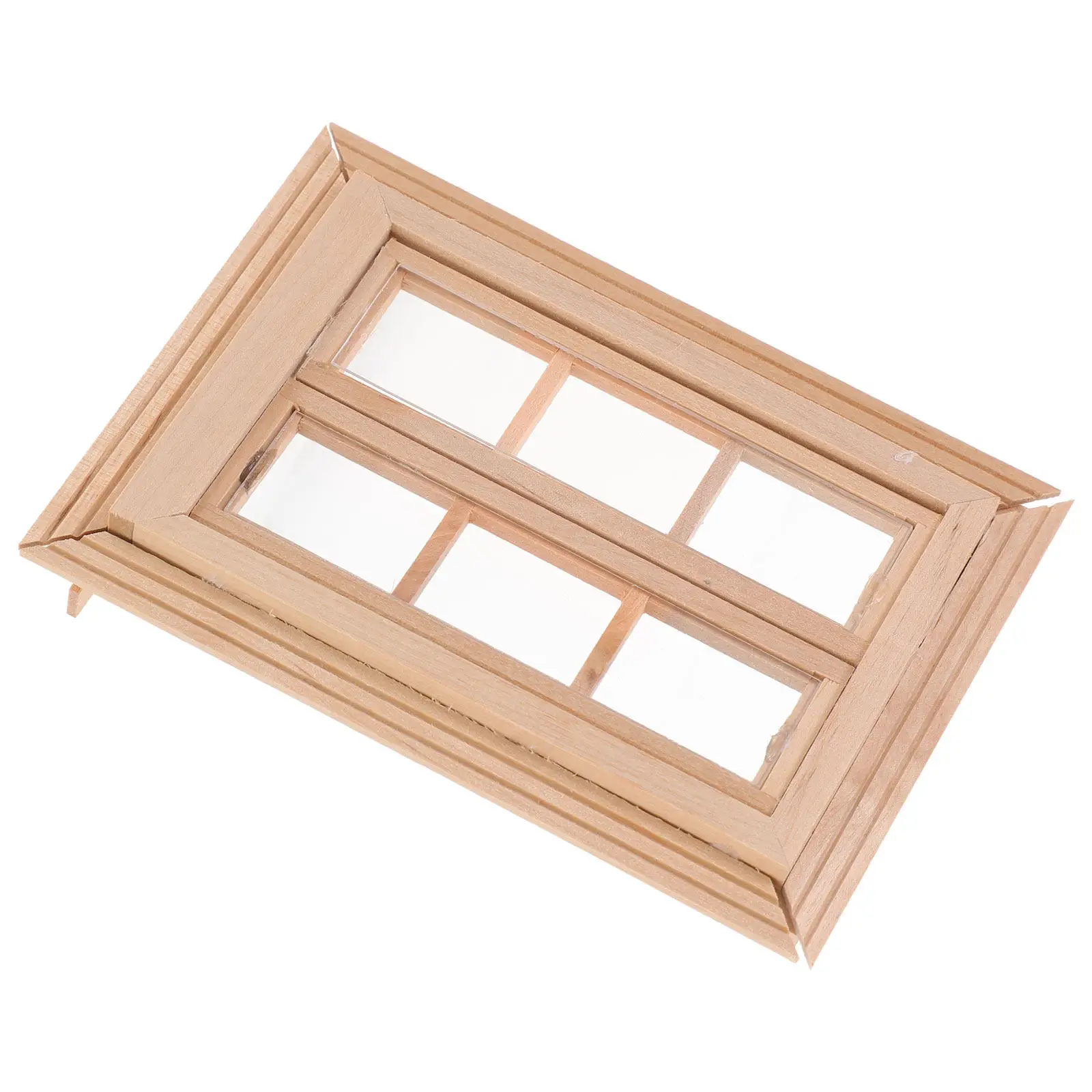 

Miniature Wooden Dollhouse Window Decor Handcrafted Lifelike Opening Closing Effect Tiny House Prop for Miniature Furniture