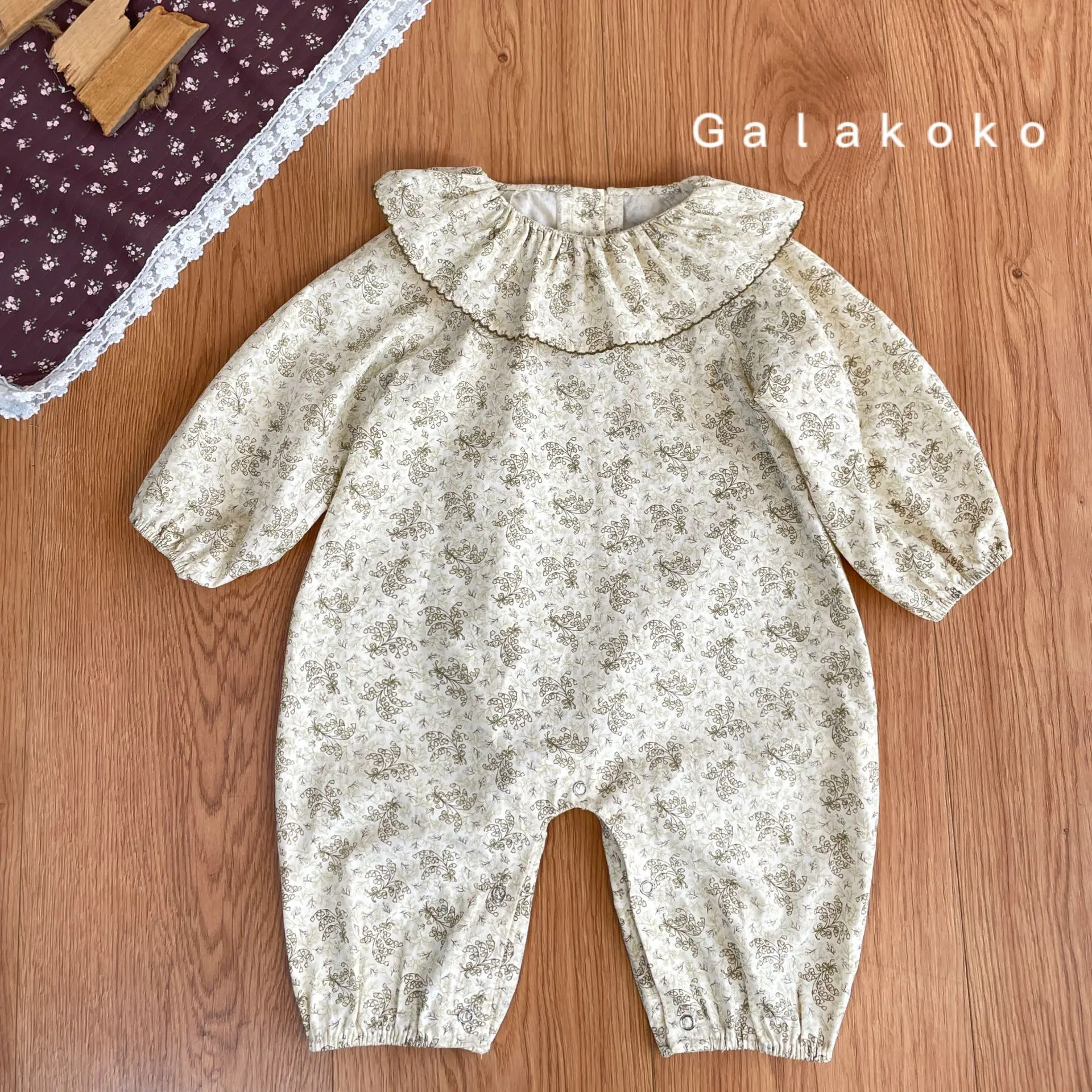

Floral Long Sleeved Rompers Spring and Autumn Fashion Casual Temperament Cute All-match Comfortable Rompers