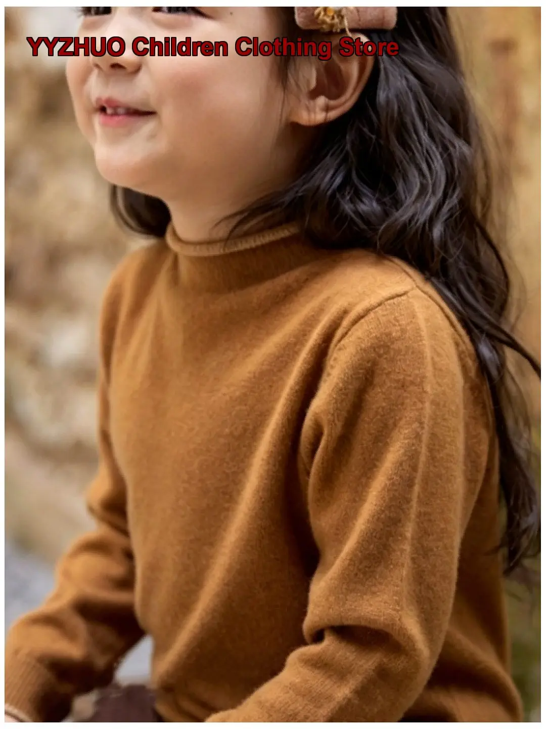 Girls Knit Base Layer Top Kids Autumn Winter Cashmere Round Neck Knit Top Solid Color Thickened Soft Skin-Friendly Parent-Child