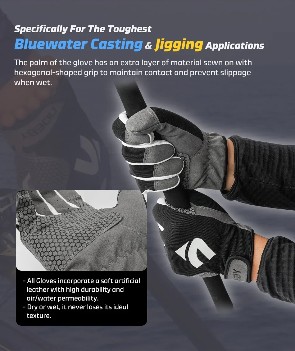 Noeby Angelhandschuhe, rutschfest, voller Finger, schnittfest, für den Außenbereich, Anti-UV-Guss, Jigging, Angelhandschuhe, Herren und Damen, Sportgerät – Detail 4