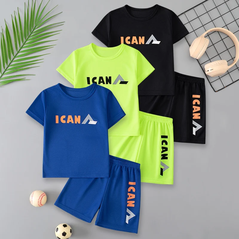 2/5-piece Set 2026 Summer Children's Multi-color Quick Drying Casual Suit Boys And Girls Versatile Short Sleeved Sports Shorts