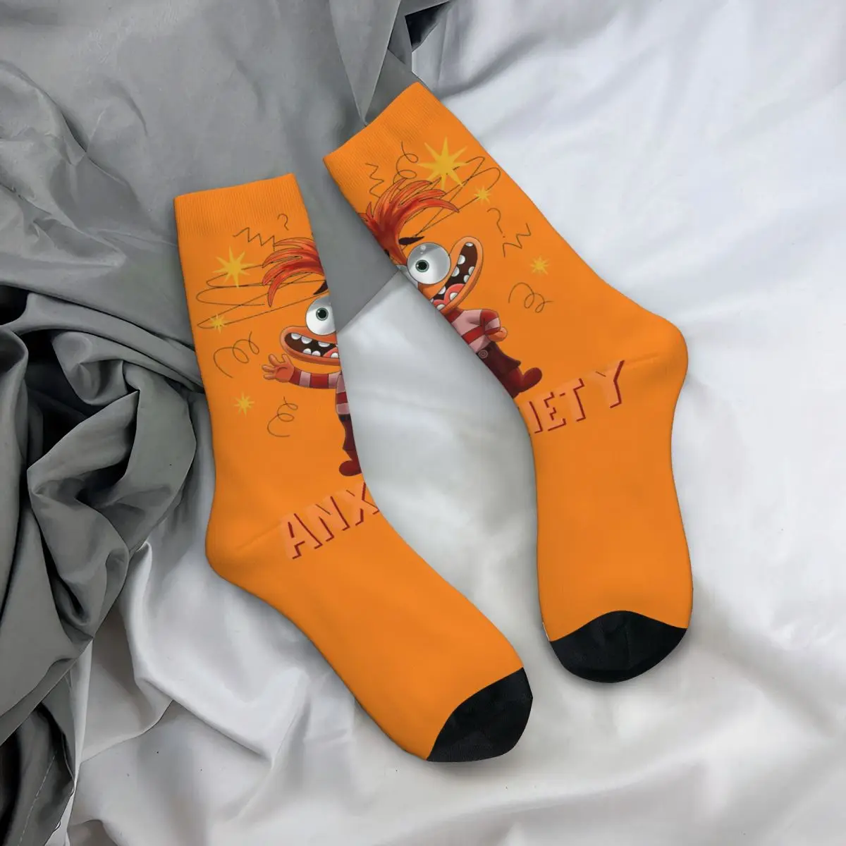 Crazy Design Insides Emotions Out Anxiety Basketball Socks Polyester Long Socks for Women Men Sweat Absorbing