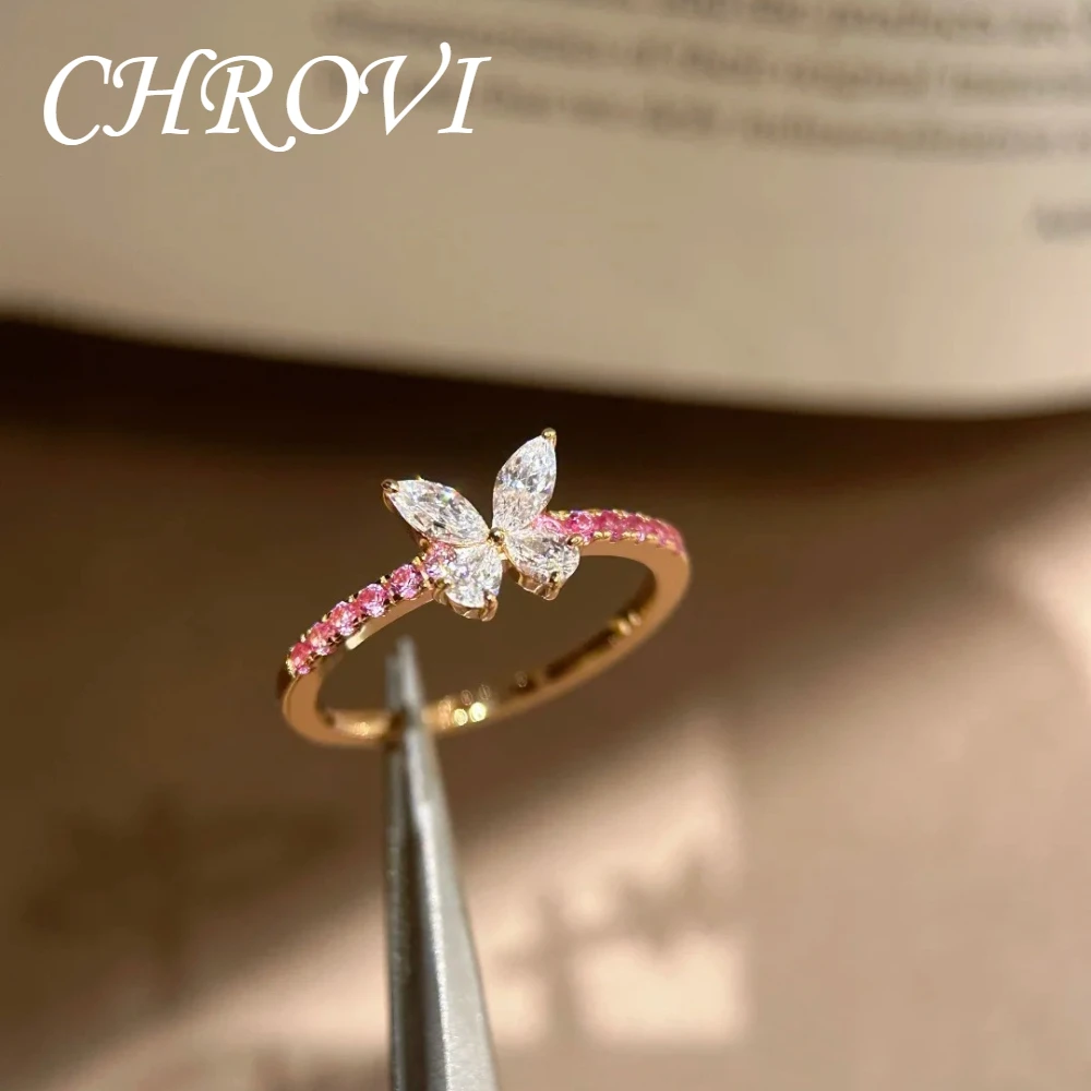 925 Reines Silber Retro Funkelnder Rosenrosa Saphir Schmetterling Ring Ohrringe Edelstein Schmetterling Ohrstecker – Detail 13