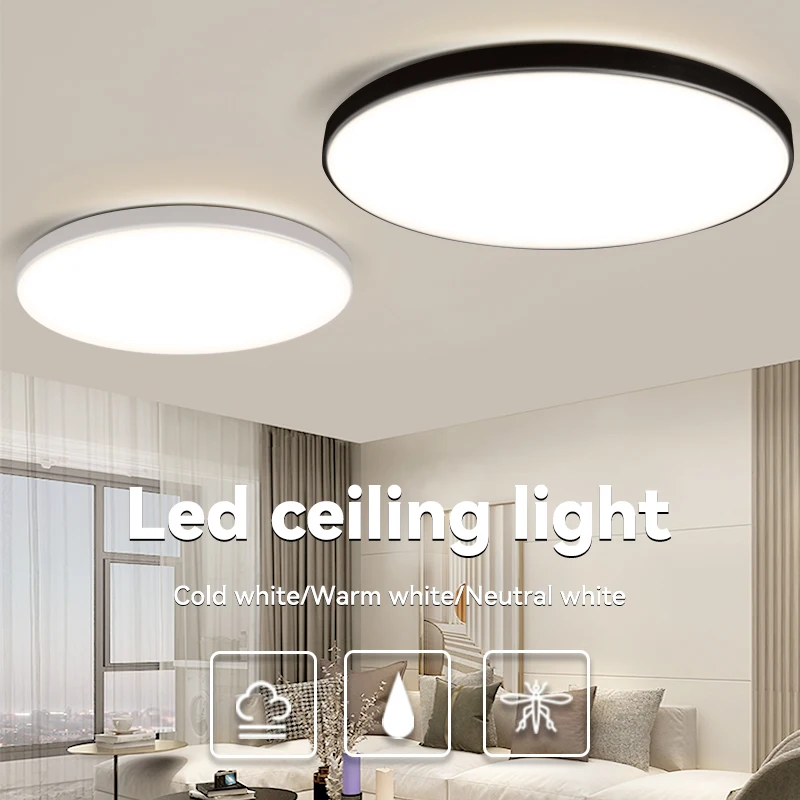 

LED Ceiling Light Chandelier Panel 3 Color Lights Waterproof Dustproof Three Proof Light for Ceiling Lamp Home Decor Lighting