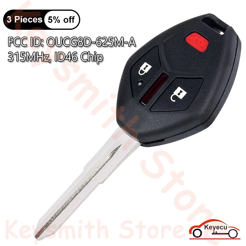 

KEYECU 3 кнопки 315 МГц ID46 чип MIT11R для Mitsubishi Outlander i-MiEV 2007-2016 автоматический дистанционный брелок OUCG8D-625M-A, 6370A148