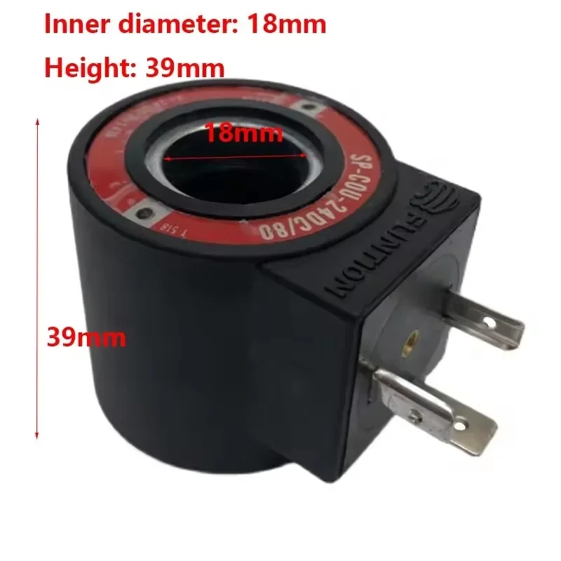 SP-COU-24DC/80 12DC Solenoid Valve Coil, Replacement Coil ID 18mm Height 39mm For Hydraulic & Pneumatic System