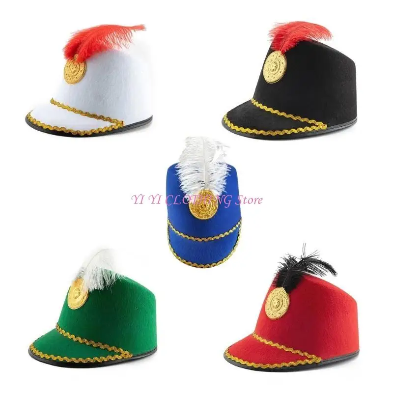 N5KF Guard Knight Hat for Men Elegant Adult Felt Church Knight Hat with Decors Taking Photo Supplies