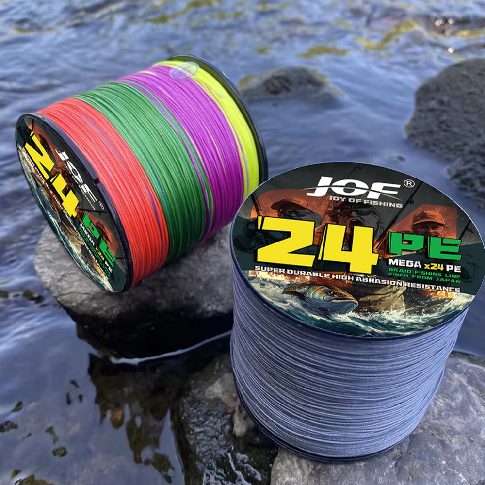 Linha de Pesca Trançada JOF 24 Fios PE 500M, Multifilamento para Pesca com Mosca, Linha para Carpa X24 Japão, Multicolorida, Super Forte para Pesca Marítima