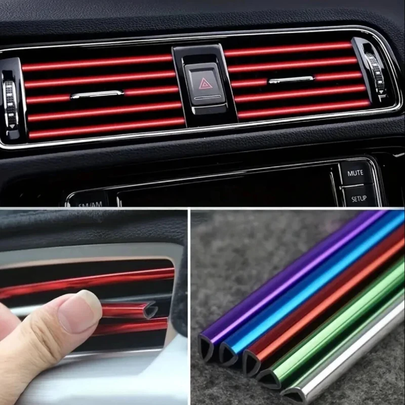 10 PCS Car Air Conditioner Outlet Decorative Soft Strip Accessories Auto Interior Grille Decorative Strip Universal U-shaped