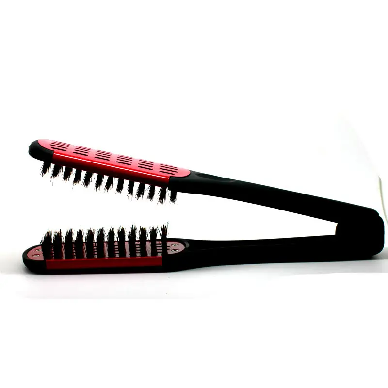 

2 in 1 Brush and Straightener Ceramic Nylon Bristles Smoothing and Straight Hair Styles Straightening Brush