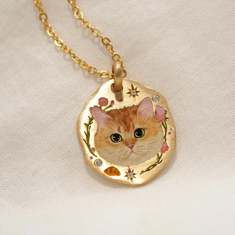 Neue einfache und beliebte DIY-Anhänger-Halsketten mit niedlichen Tiermotiven (Katze und Hund) für Frauen – Detail 4