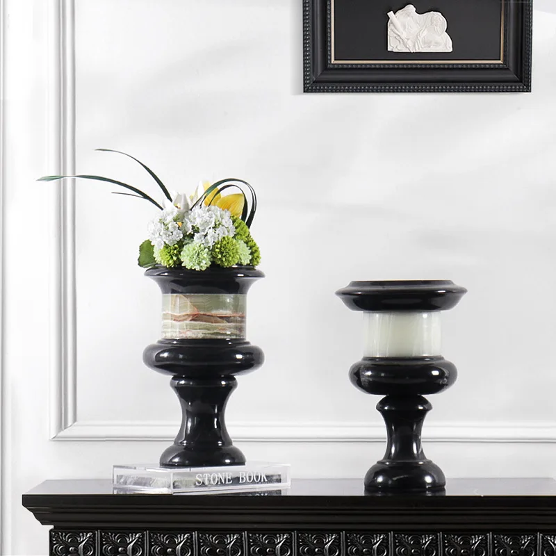 Modern marble jade vase artistic atmosphere light luxury home