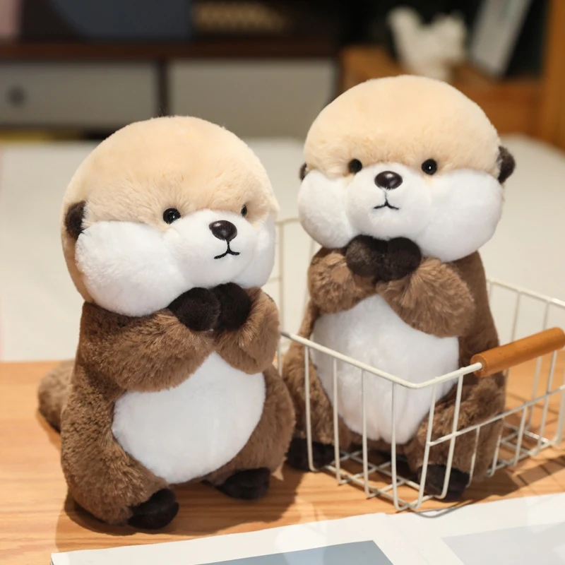 Simulation 25/40cm  Lucky Otter Stuffed Animal Dolls Cartoon Pillow Baby Comfort Toys Bring Headphones Girls Boys Birthday Gifts