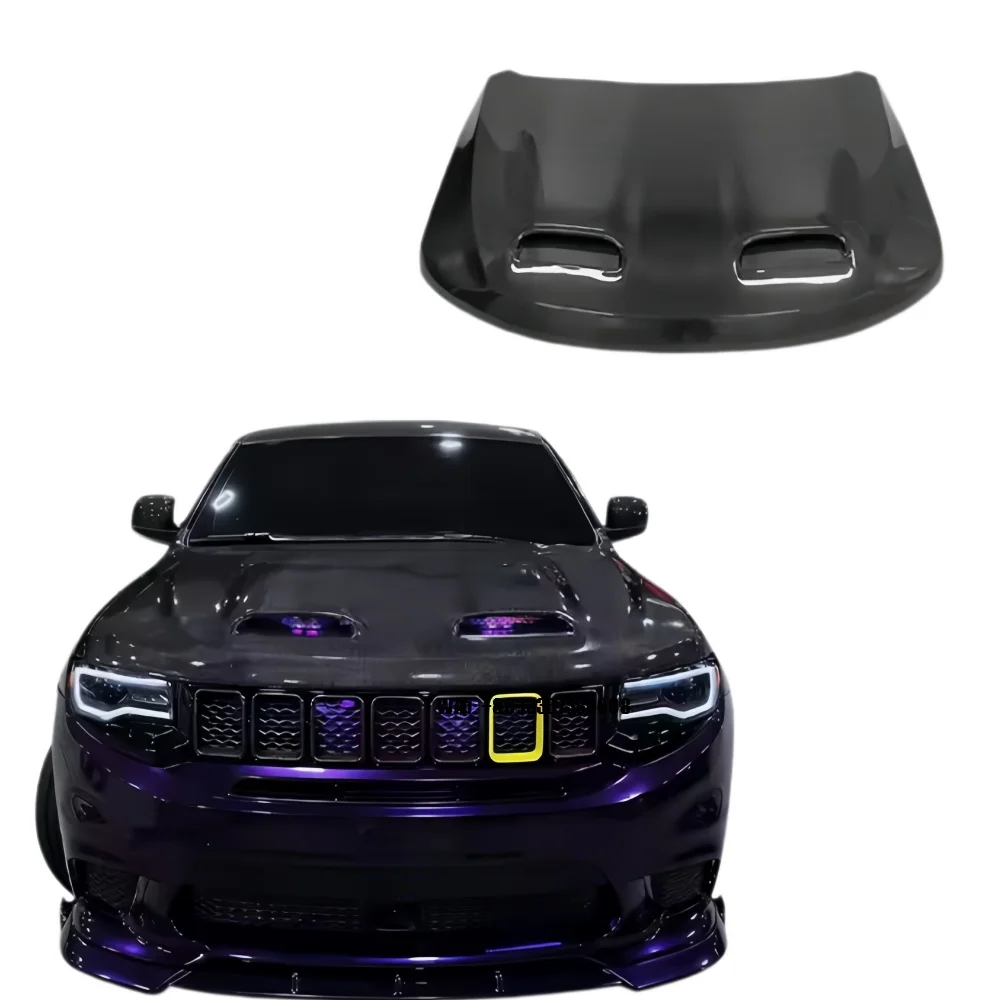 

Carbon Fiber Engine Hood For 2013-2023 Grand Cherokee SRT Style Dual Hole