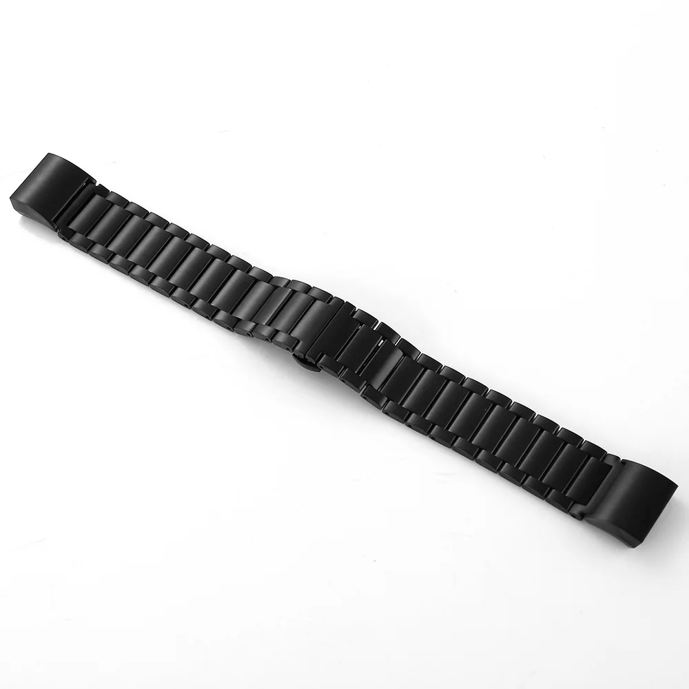 سوار معصم من الفولاذ المقاوم للصدأ 316L لإغلاق الفراشة لـ Fitbit Charge 2 - أسود