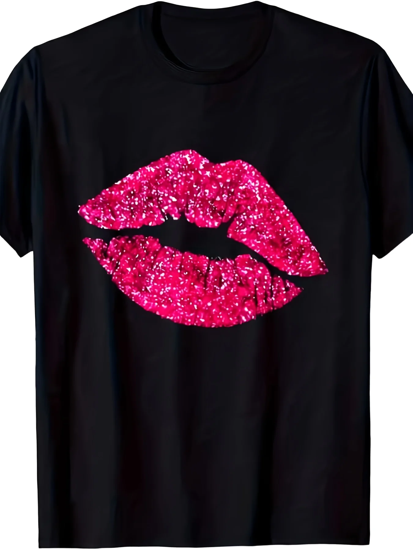 Vintage Sexy Pink Lipstick Makeup Kiss Mark Lips T-Shirt, Round Neck Regular Fit, Suitable for All Seasons, Adult-Friendly, Printed Pattern, Solid Color Style, Unisex, Happy Mother's Day T-Shirt, Gift for Mom, Best Mom Printed T-Shirt Gift, Available in Large Sizes