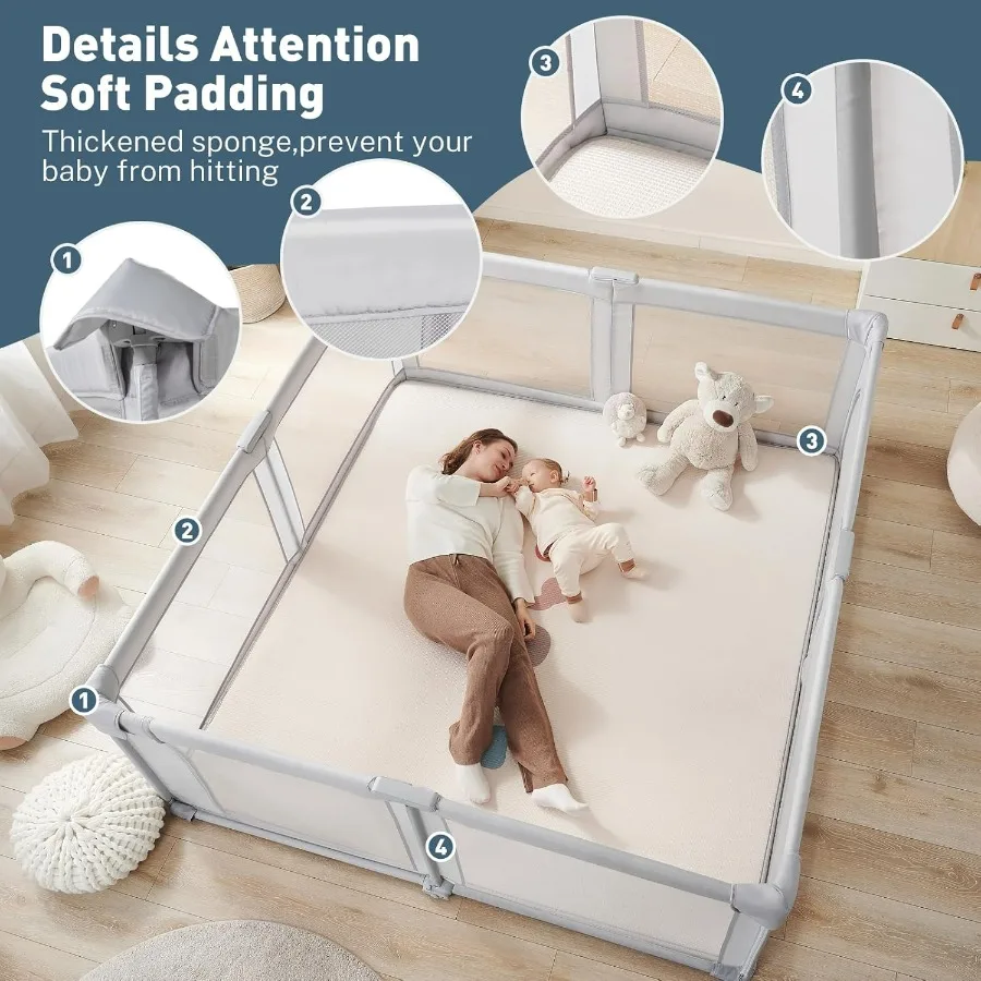 Box portatile per bambini Penna da gioco preassemblata 71x79 Box grande pieghevole per neonati e bambini piccoli Gioco per bambini robusto e sicuro Y