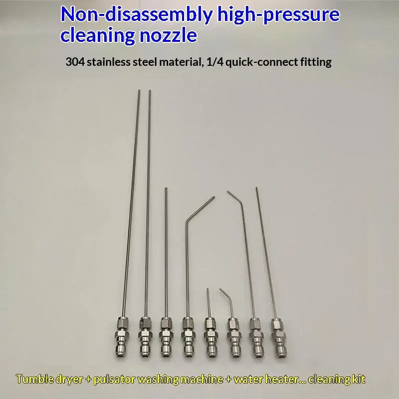 Screw-on Type High Pressure Cleaning Needle Nozzle 2/3mm Straight/Side Jet For Water Heater Tanks AC Units Cleaning Tool