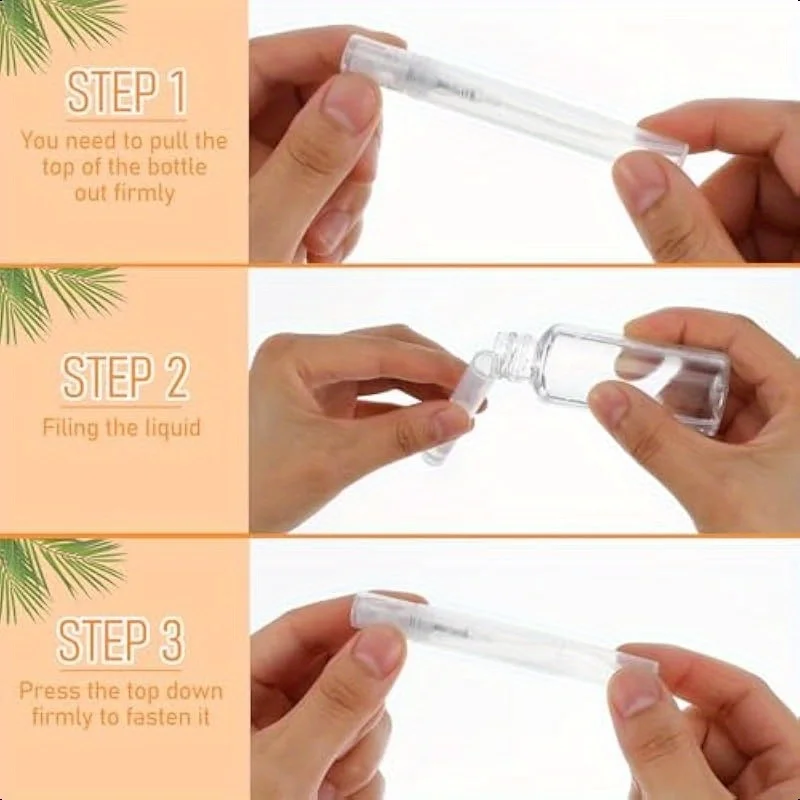 100 Stück 5ml Mini Klare Leere Plastik-Sprühflasche Nachfüllbarer Kosmetik-Zerstäuber Feiner Nebel Flasche für Ätherische Öle für Reisen – Detail 6
