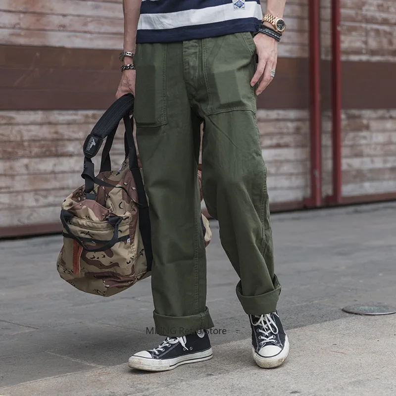 

NON STOCK OG-107 Прямые брюки мужские тяжелые свободные брюки с хлебом на 10,5 унций