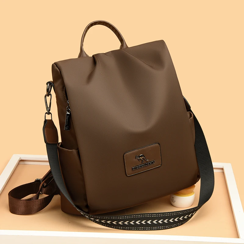 Mochila antirrobo multifunción de nailon para mujer, bolso de hombro simple, bolsos de viaje de ocio, Color sólido, nueva moda