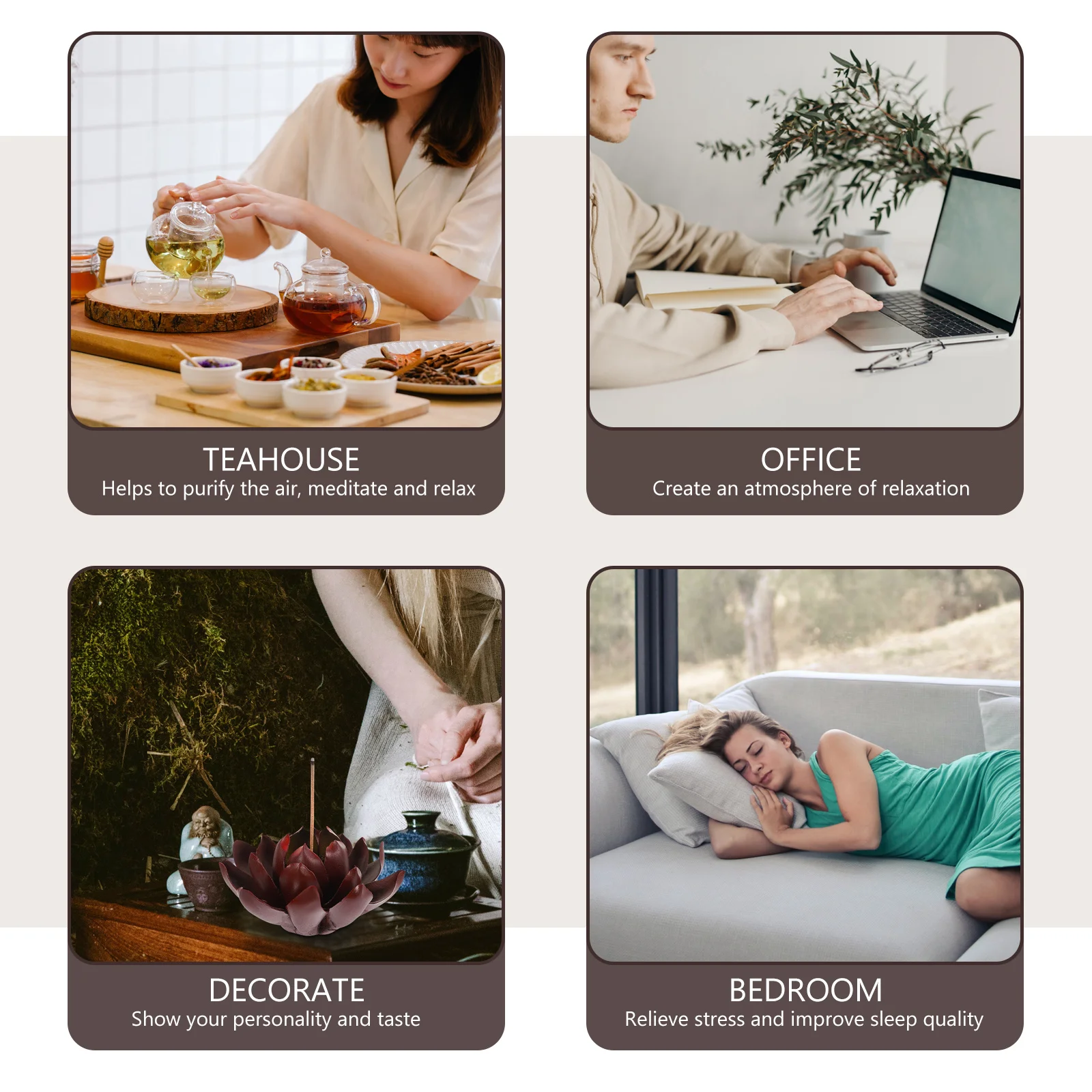 

Lotus-Shaped Ceramic Incense Holder Decorative Incense Stick Burner Elegant Desktop Base for Bedroom Study Office Sauna