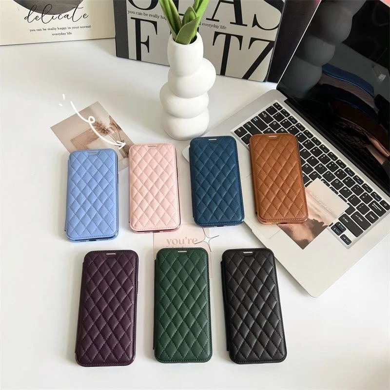 Luxury Artificial Leather Card Bag Magnetic Wireless Charging Mobile Phone Case for IPhone 16ProMax 15 14 13 12ProMax Phone Case