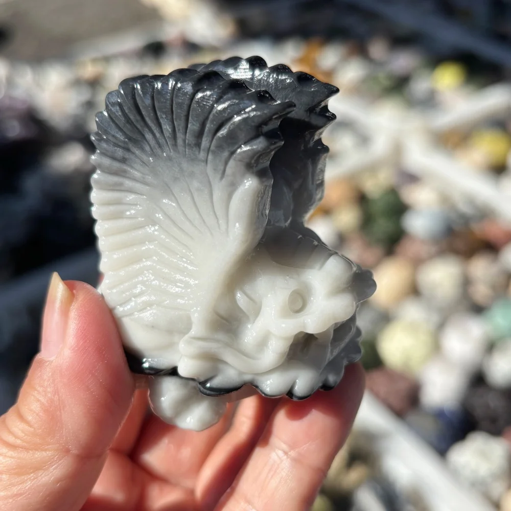 Natural Tai Shi Stone Wing Pixiu Turtle Hand-Carved Gemstone Statue - Home Decor Collectible Craft Gift