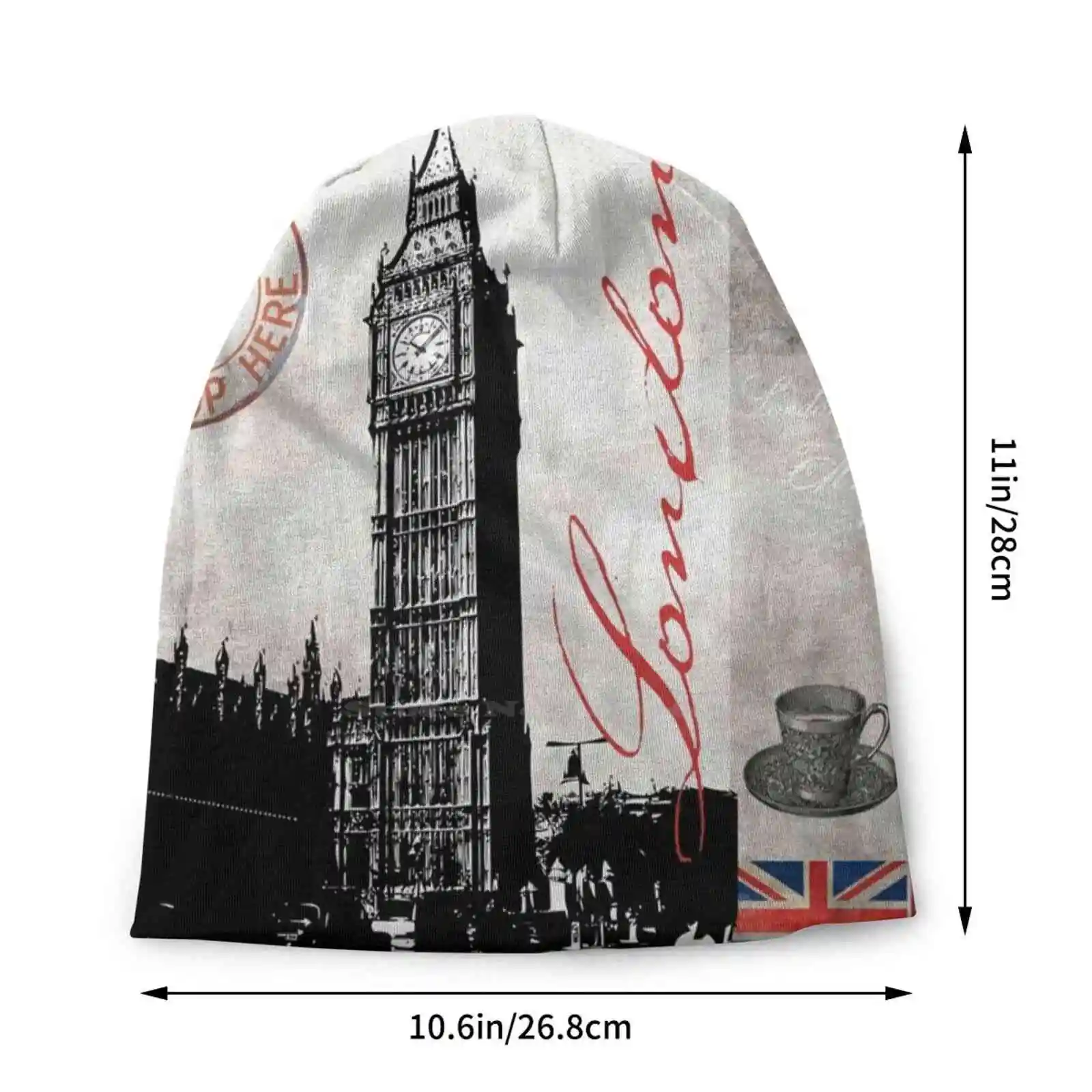 London Knitted Hat Warm Beanie Outdoor Caps London City Collage British Great Britain English Tower Flag