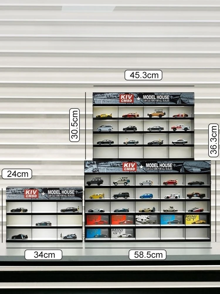 1:64 Car Model Storage Rack Acrylic With Light Storage Display Box Car Model Storage Organizer Gadget Organizer Shelf