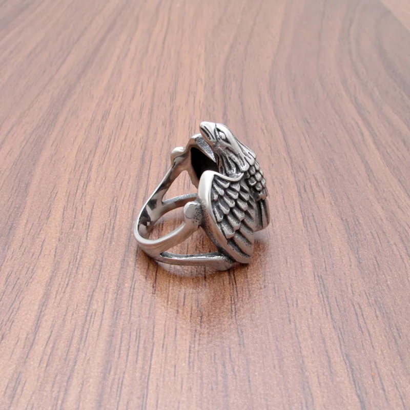 Nordic Mythology Odin Stainless Steel Raven Ring Biker Retro Viking Animal Rings For Men's Amulet Jewelry Gift