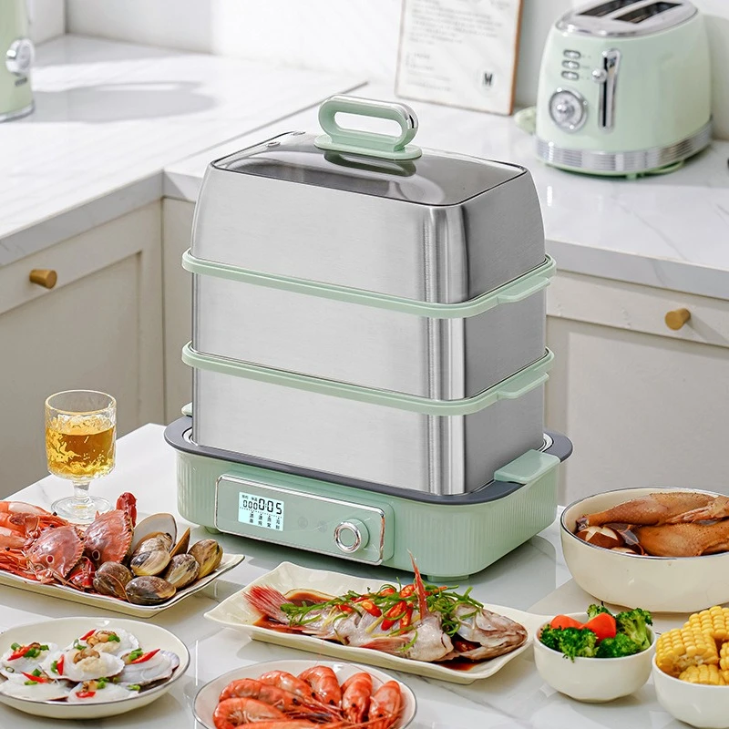 Smart electric steamer stainless steel multi-functional household three-layer cooking integrated pot breakfast machine multi-lay