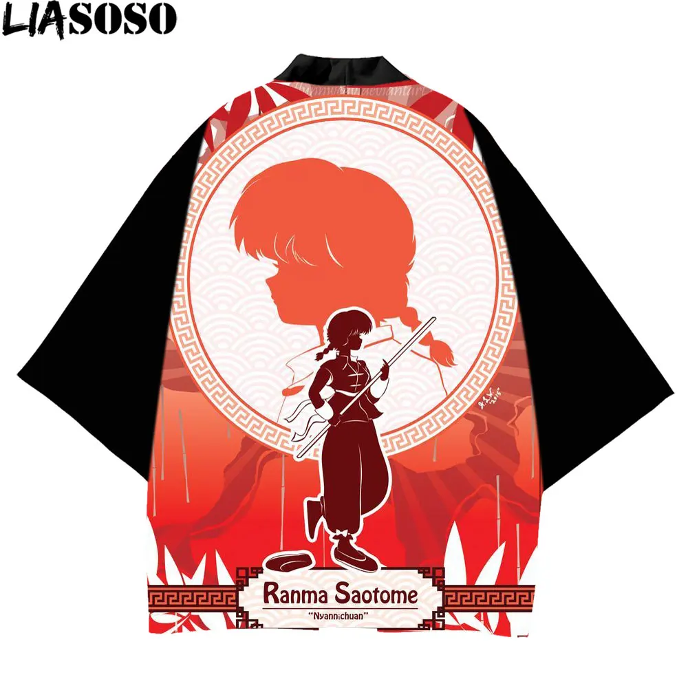 LIASOSO-Disfraz de Yukata con estampado 3D para hombre, ropa de calle tradicional, Kimono, Ranma, 1/2