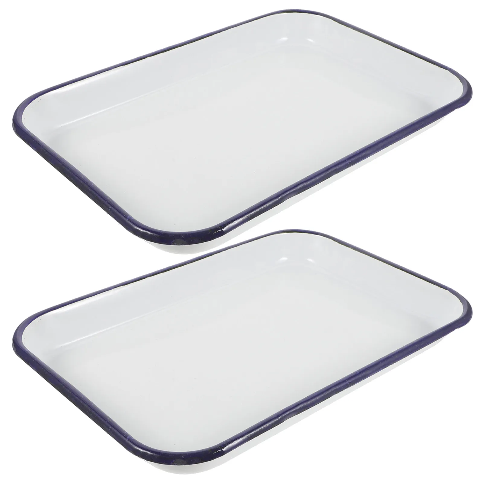 2Pcs Rectangular Enamel Roasting Pan Set Scratch Resistant Oven Safe Dishwasher Safe Baking Tray 12.20x8.27x1.18in