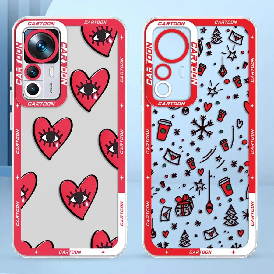 샤오미 레드미 노트 11 14 13 12 프로 플러스 10프로 12S 11S 9 10라이트 10S 8용 러브 아이 아트 폰 케이스 투명 소프트