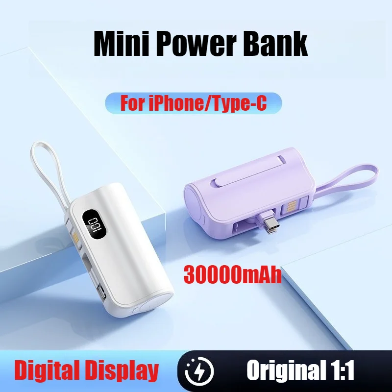 

New Portable Power Bank 30000mA External Battery Charger Case Original 1:1 PD 25W Fast Charging for iPhone Samsung Huawei Xiaomi