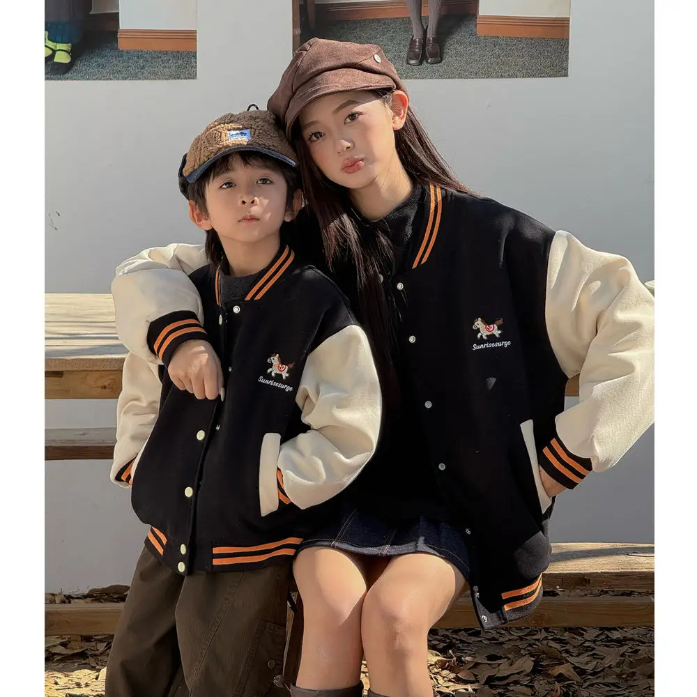 冬韓国スタイル家族マッチングジャケット男の子女の子親子フリース裏地コート暖かい服家族写真撮影ホリデーギフト
