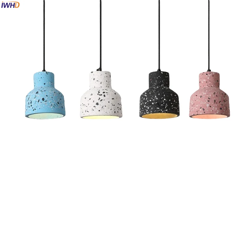 

IWHD Loft Decor LED Pendant Lamp Bedroom Dining Living Room Terrazzo Nordic Minimalism Interior Hanging Lamp Lighting Lamparas