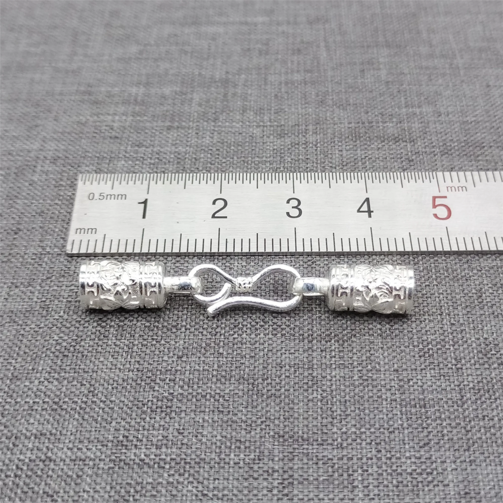Shiny Leather Cord End Cap Connector in 925 Sterling Silver with Flower Imprint for Bracelet and Necklace Making