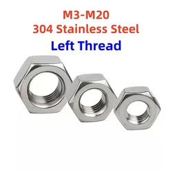 M3 M4 M5 M6 M8 M10 M12 M14 M16 M18 M20 304 Stainless Steel Left Thread Hex Hexagon Nut Reverse Tooth Hexagon Nuts