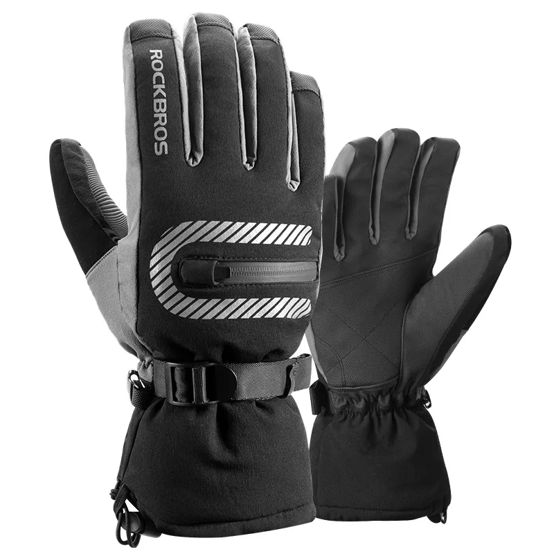 

ROCKBROS Bike Gloves Warmer Skiing Gloves Thermal Windproof Waterproof Motorcycle Full Finger Snowboard Bicycle Ski Gloves