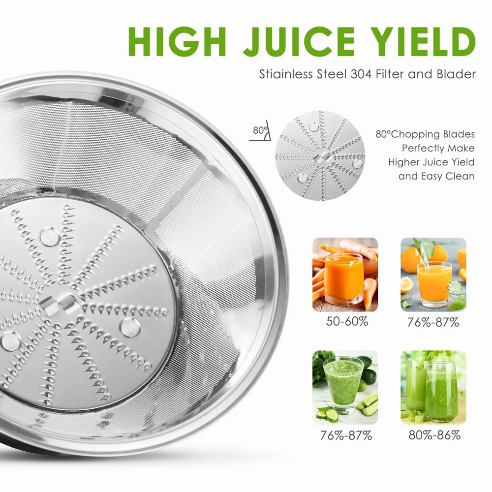 Commercial Juicer เครื่องปั่นไฟฟ้าในครัวเรือน Juicer Ultra-quiet อัตโนมัติเครื่องแยกเครื่องคั้นน้ําผลไม้
