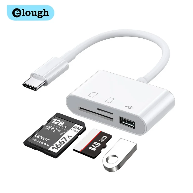 Elough Type C Adapter TF CF SD Memory Card Reader USB C Card Adapter For Macbook Huawei Samsung Xiaomi OTG Writer Compact Flash