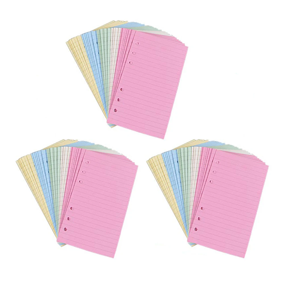 

3 set Binder Hole Loose-leaf Paper A6 Size 3 Sets Colorful Design Smooth Writing Notebook Journal Note-taking Home Store Use