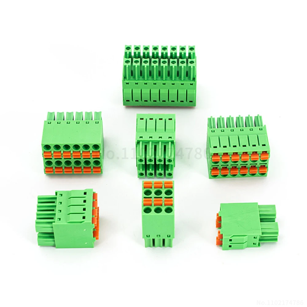 (1 pcs) 15EDGKNH - 3.5mm 3.81mm dual-row spring-loaded slim-profile double-layer screwless terminal block plug 2EDGKNH 3.81 3.5