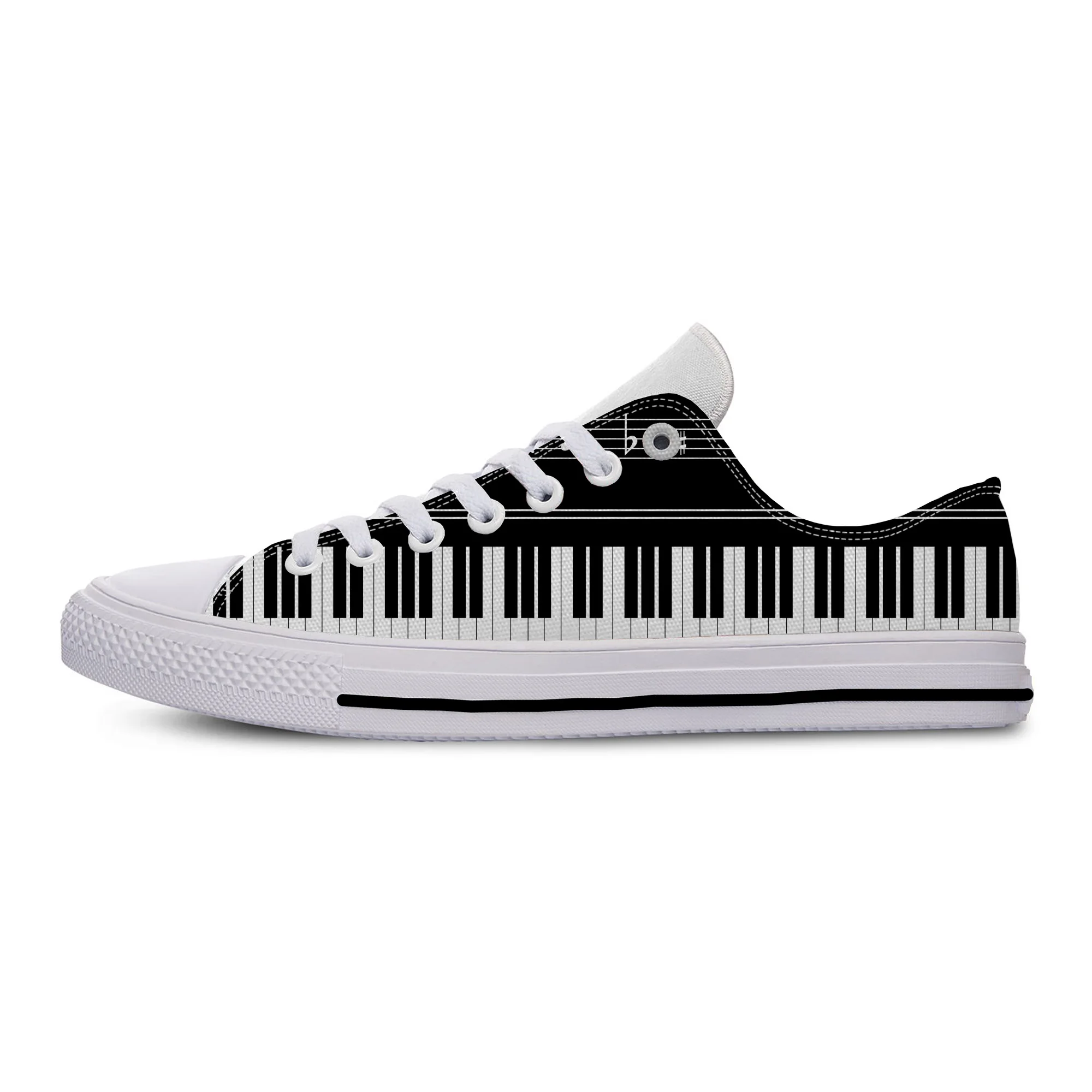 Hot Vintage Piano Keyboard Note Broken Retro Novelty Design Classic Canvas Shoes Men Women Casual Sneakers Low Top Board Shoes