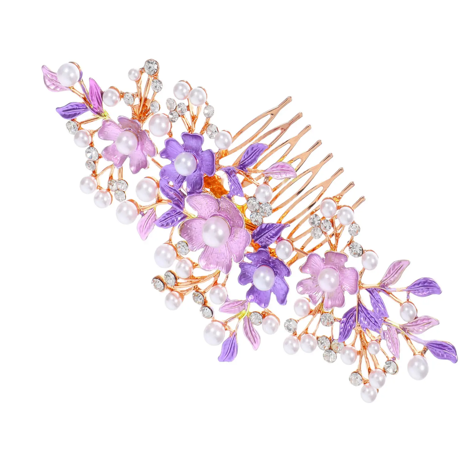 

Bridal Hair Comb Rose Flower Design Pearl Accented Rhinestone Wedding Hair Accessory for Bridesmaids Bride Headdress Ceremony